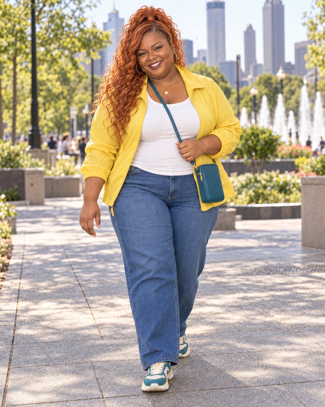 Cori in a yellow blazer outdoors